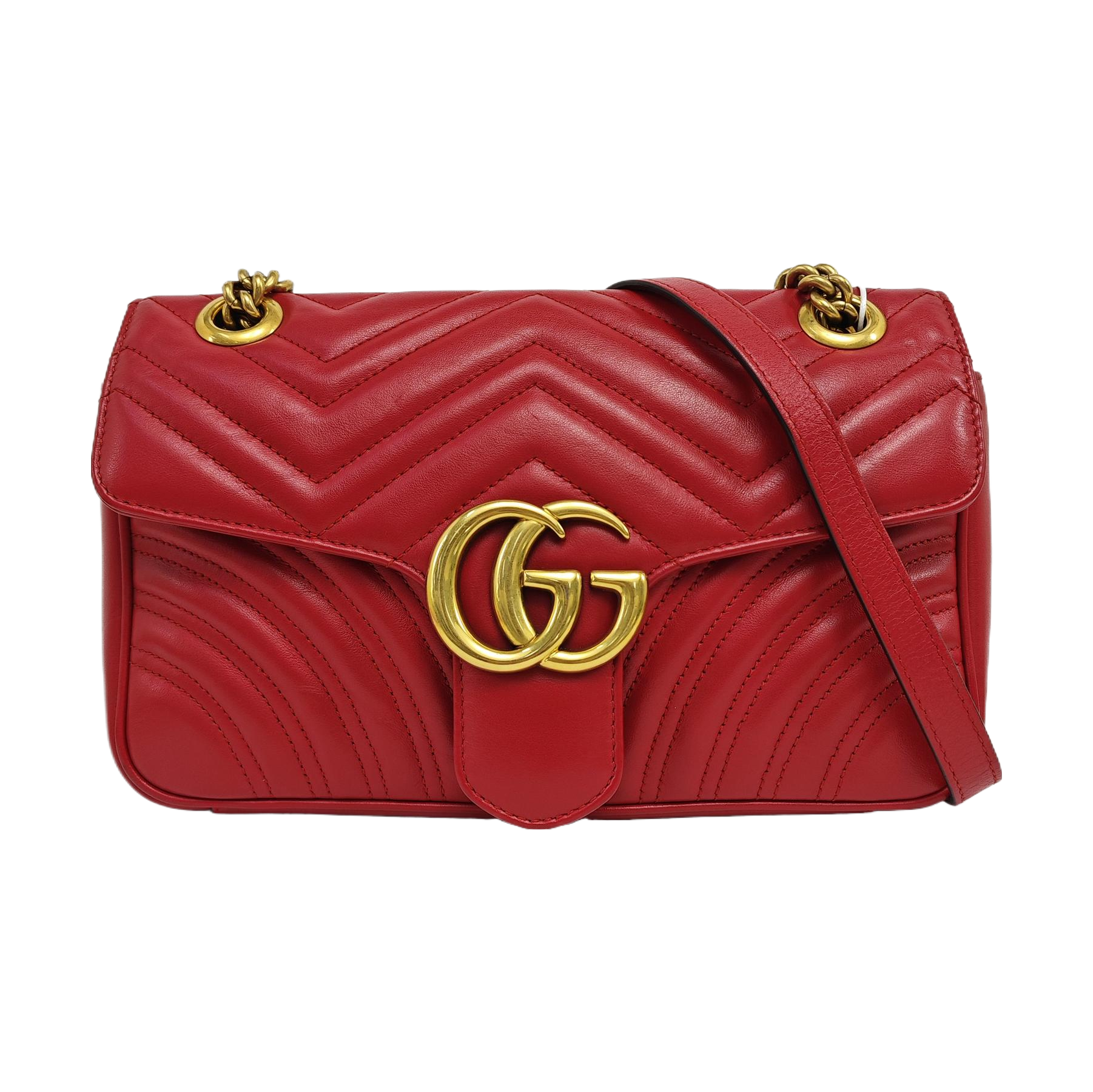 GG Marmont Medium Quilted Calfskin Red