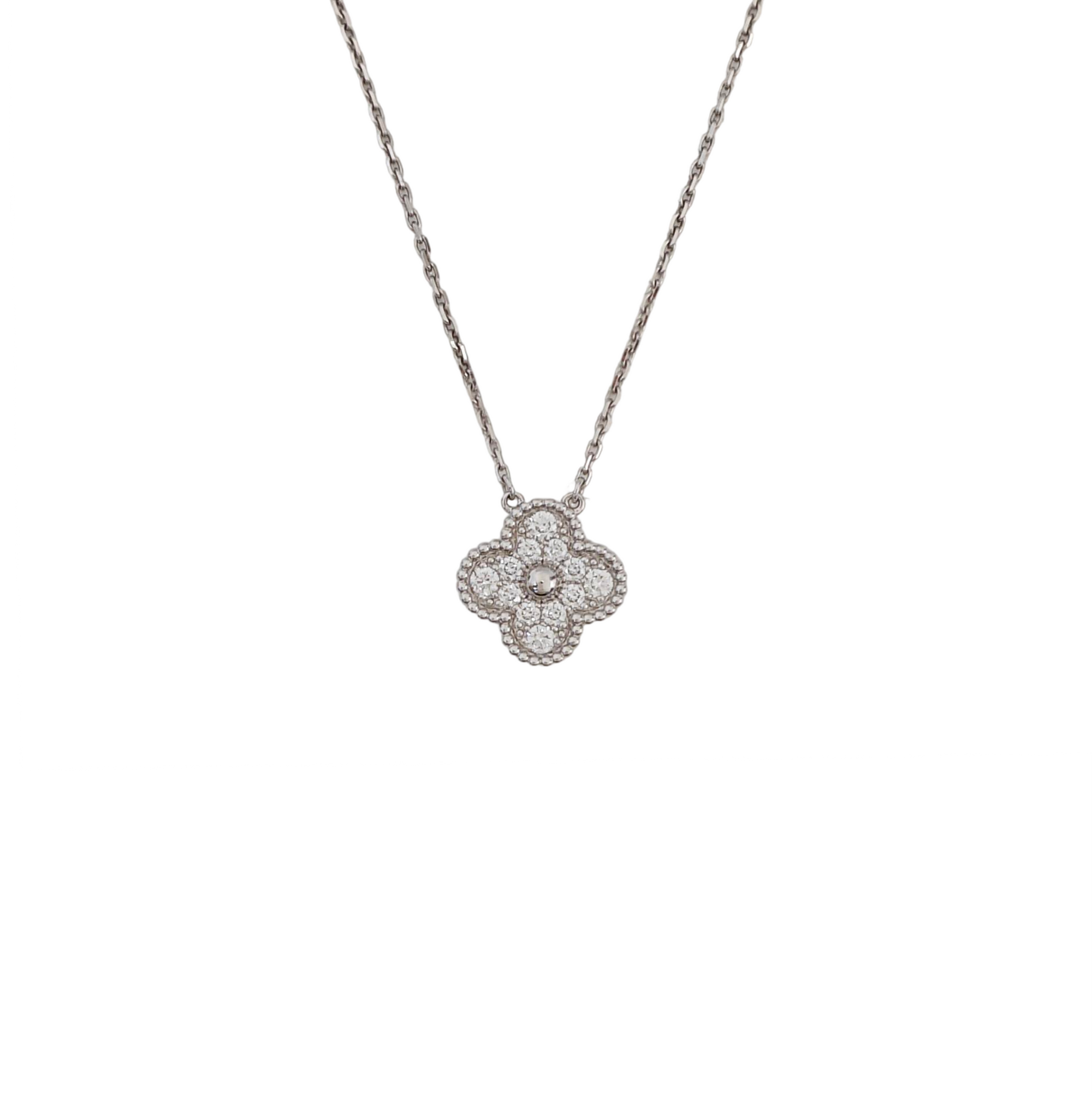 Vintage Alhambra White Gold Silver Necklace