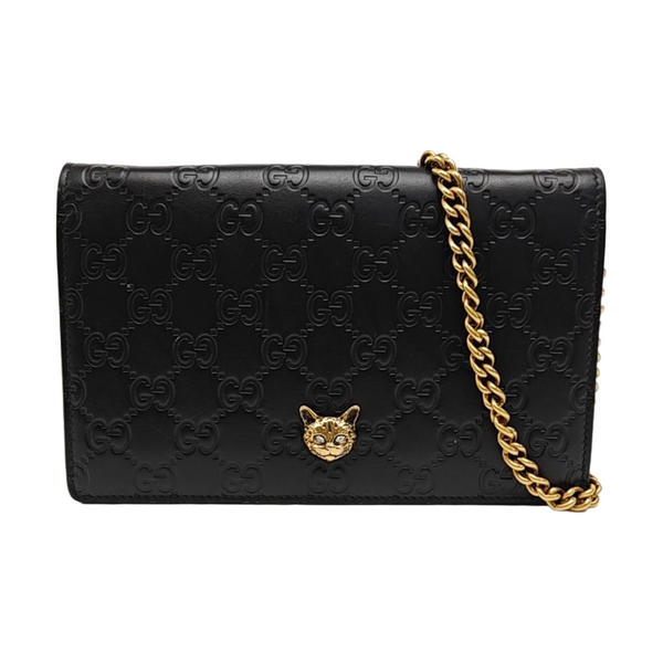 Monogram Calfskin Shoulder Bag Black