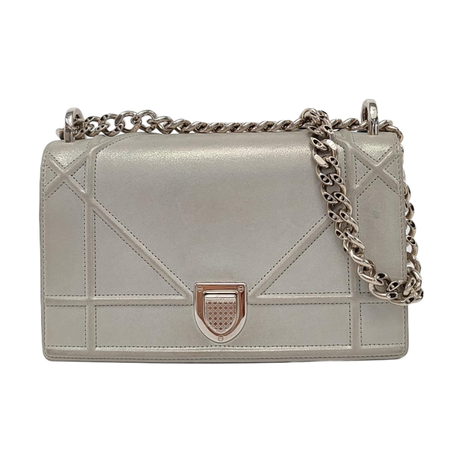Diorama Small Cannage Calfskin Silver