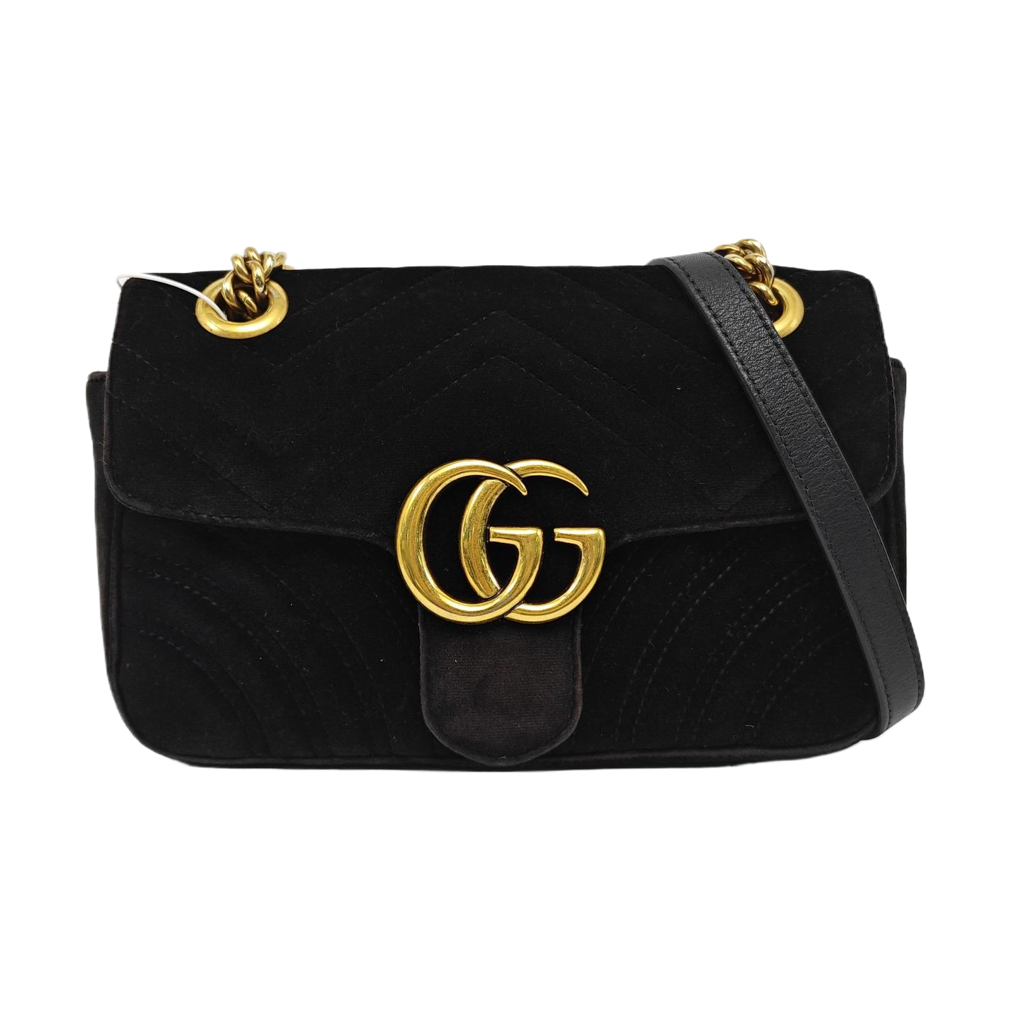 GG Marmont Small Quilted Velvet Black