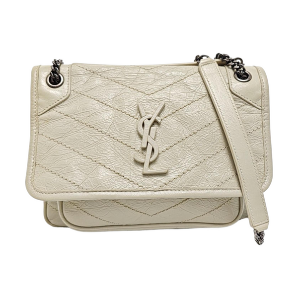 NIKI Small Chevron Calfskin White