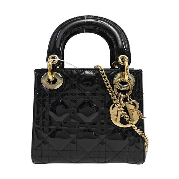 Lady Dior Mini Quilted Patent Leather Black