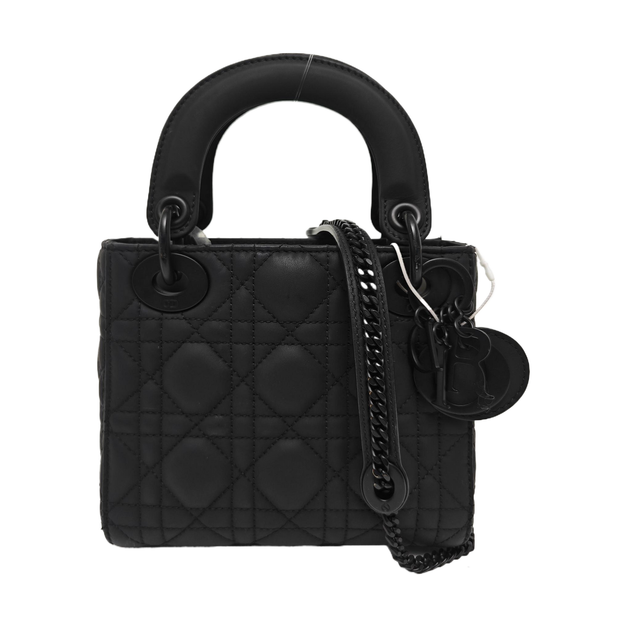Lady Dior Mini Cannage Calfskin Black