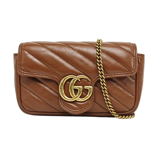 GG Marmont Mini Quilted Calfskin Brown