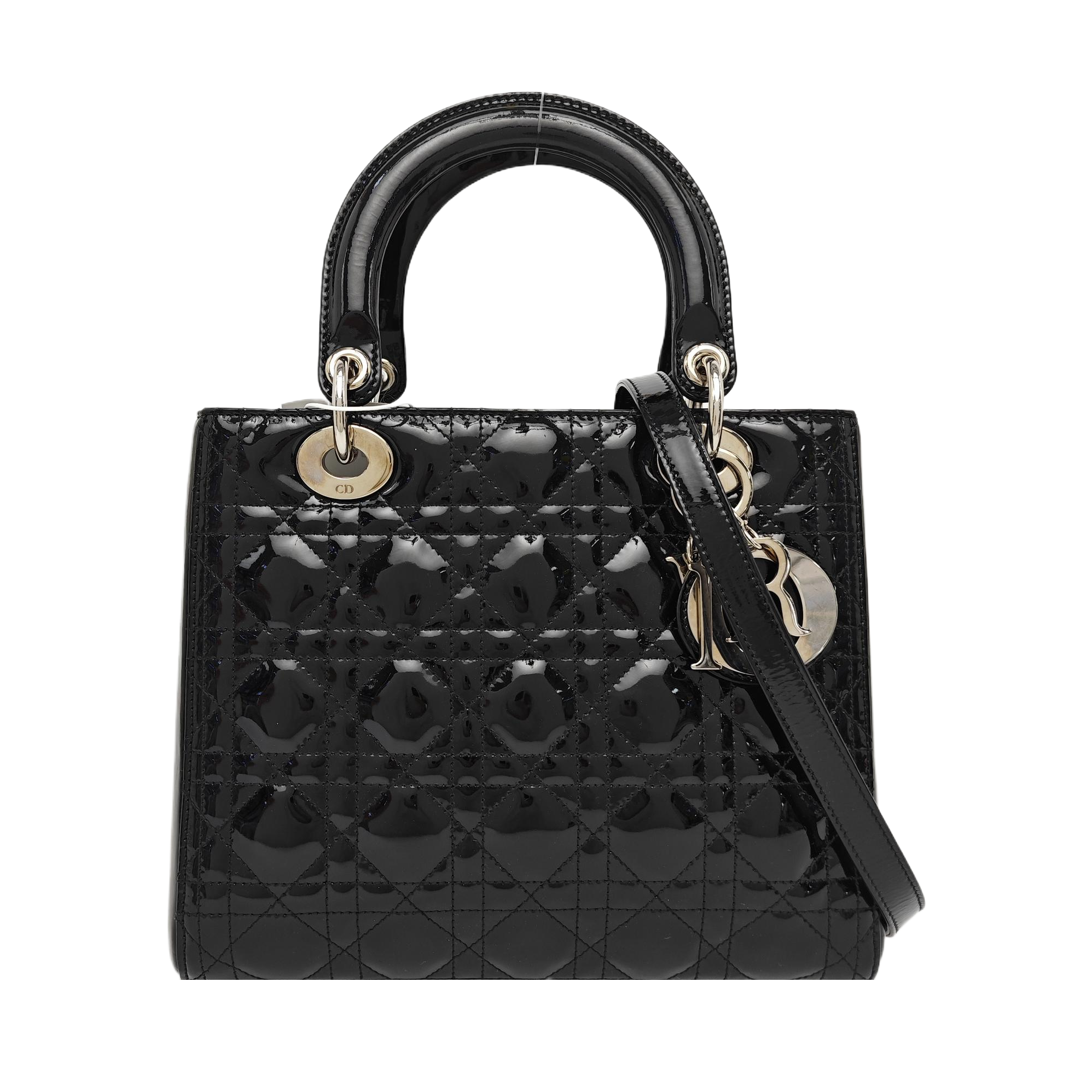 Lady Dior Medium Cannage Patent Leather Black