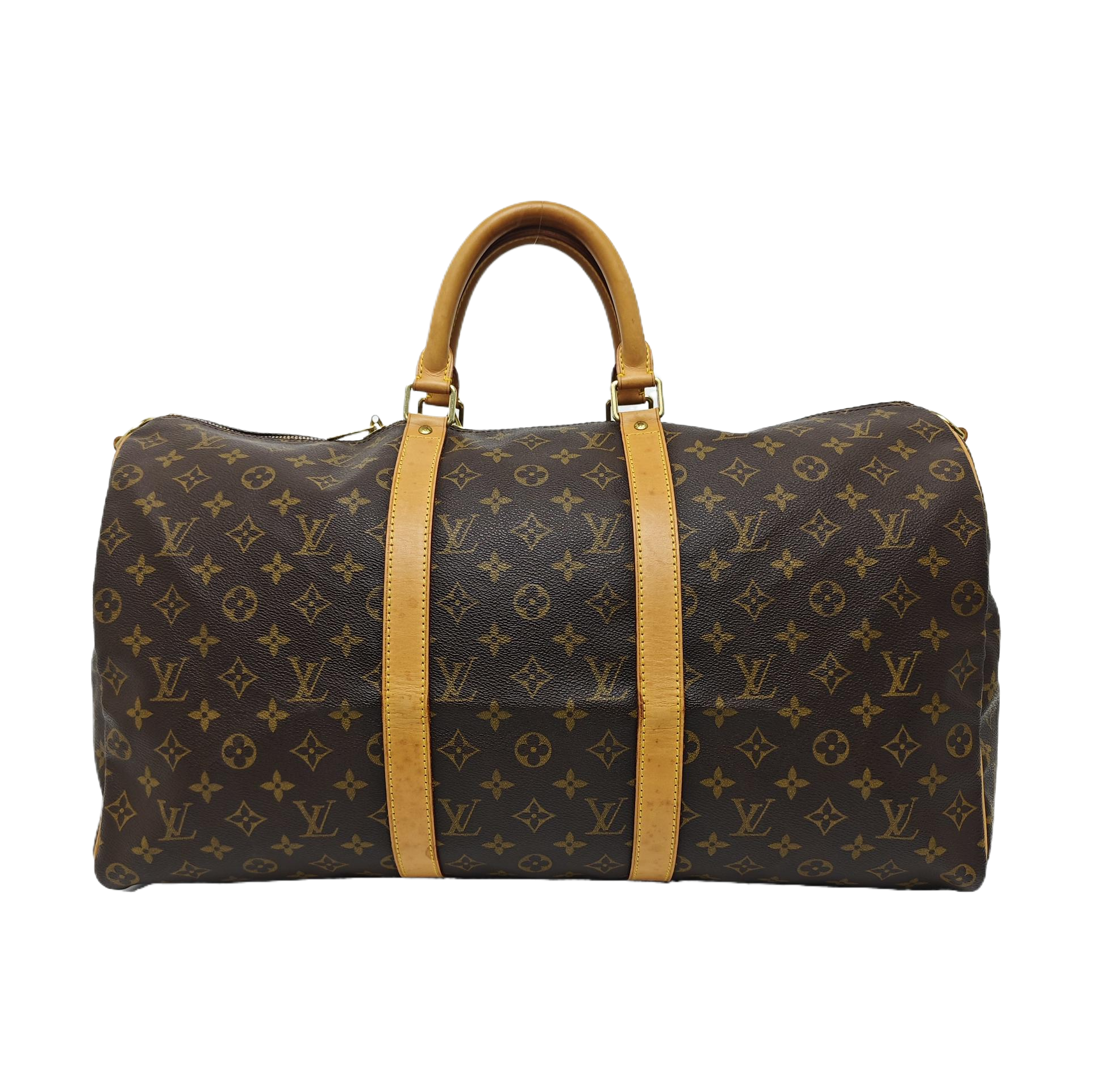 KEEPALL 50 Monogram Coated Canvas Brown