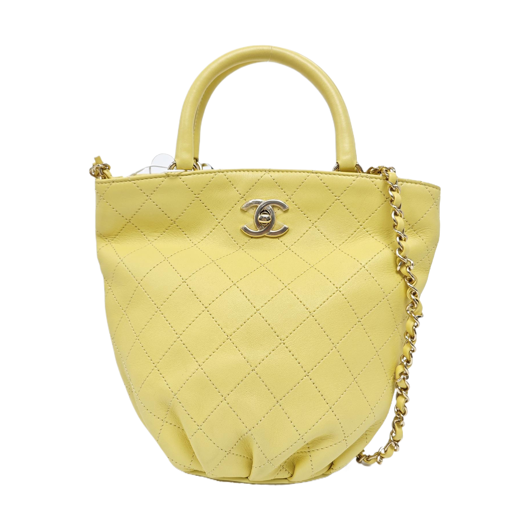 Quilted Calfskin Bucket Bag Yellow