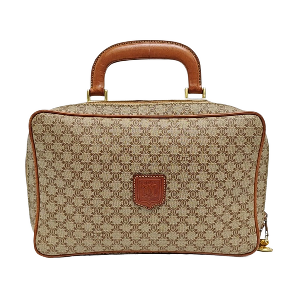 Coated Canvas Top Handle Bag Brown