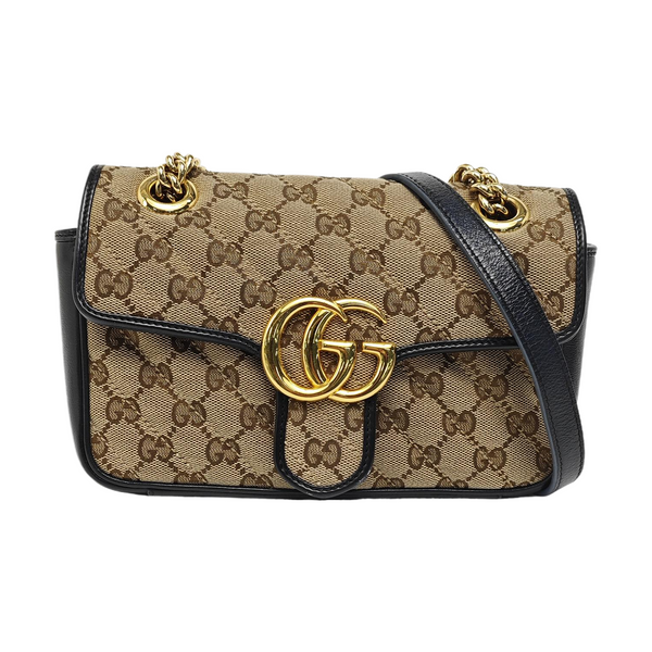 GG Marmont Small Quilted Canvas Brown