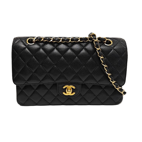 CLASSIC FLAP Medium Quilted Grained Calfskin Black