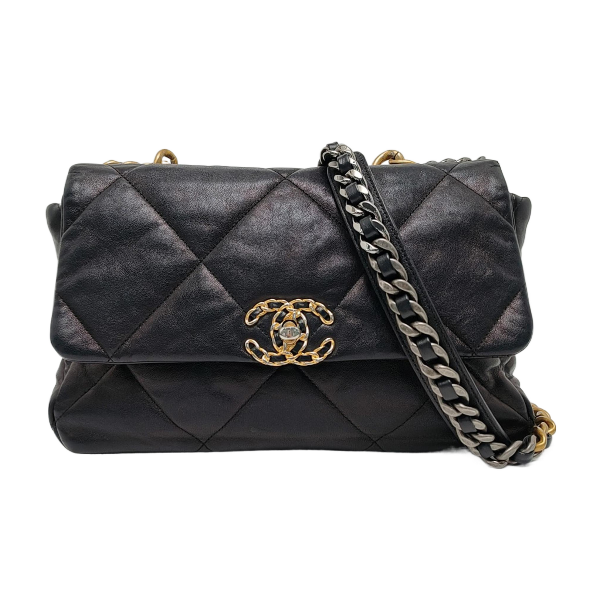 CHANEL 19 Large Quilted Lambskin Black