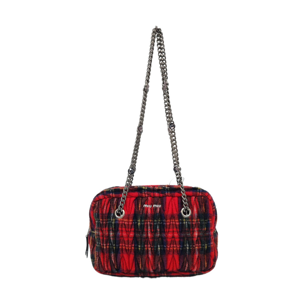 Quilted Fabric Shoulder Bag Red