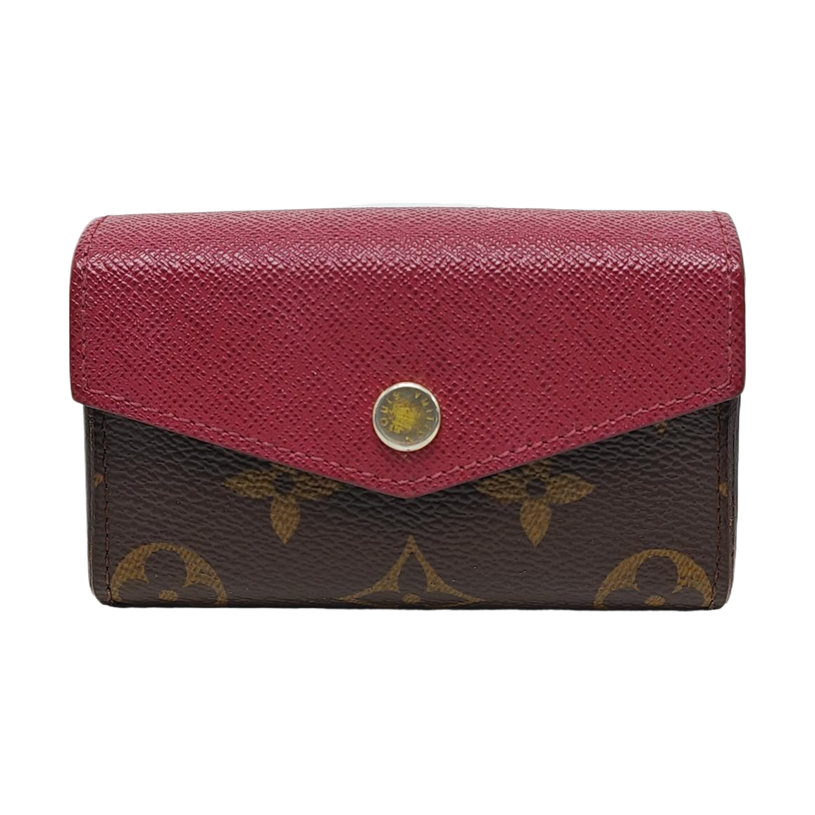 MARIE LOU Monogram Coated Canvas Brown Card Holder
