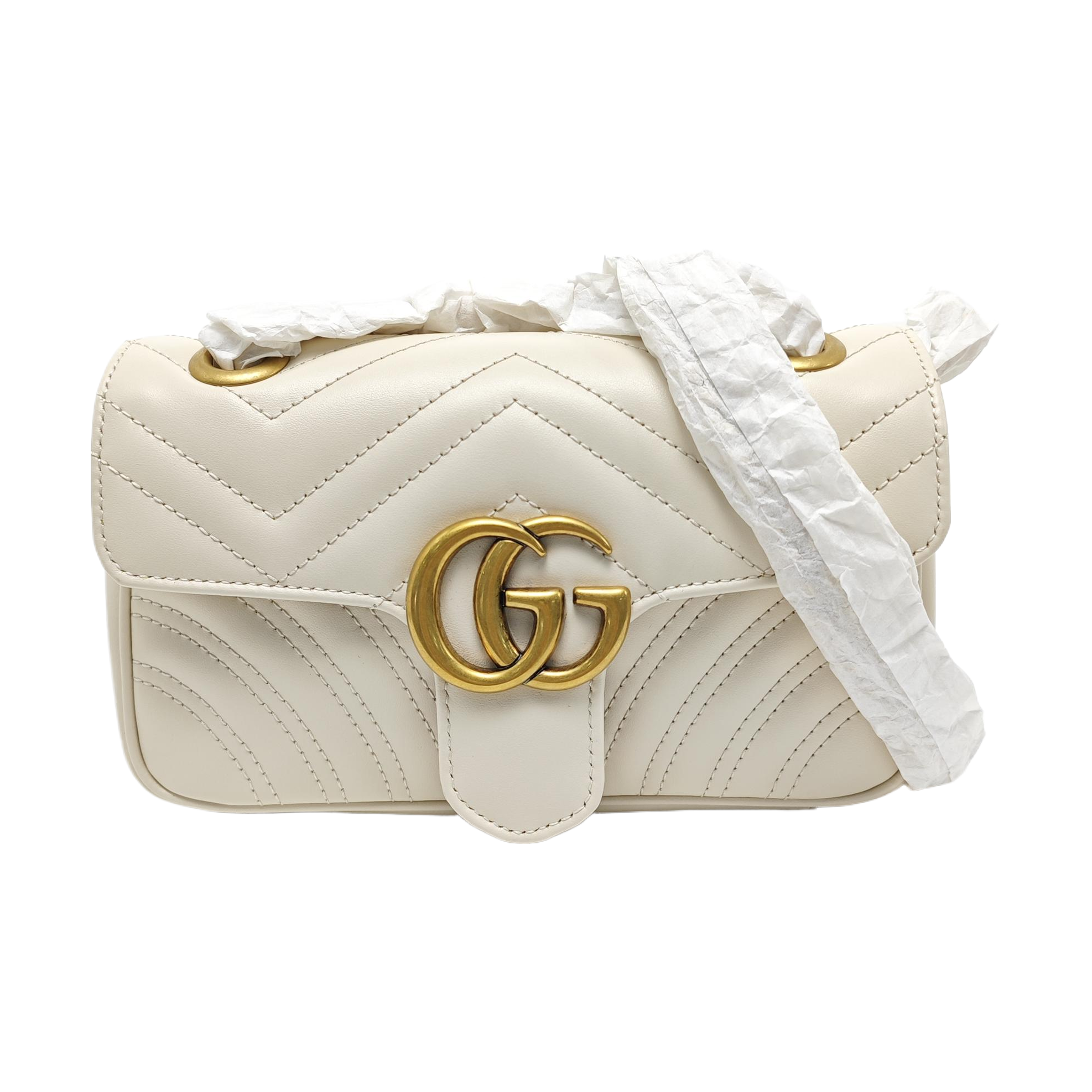 GG Marmont Small Quilted Calfskin White