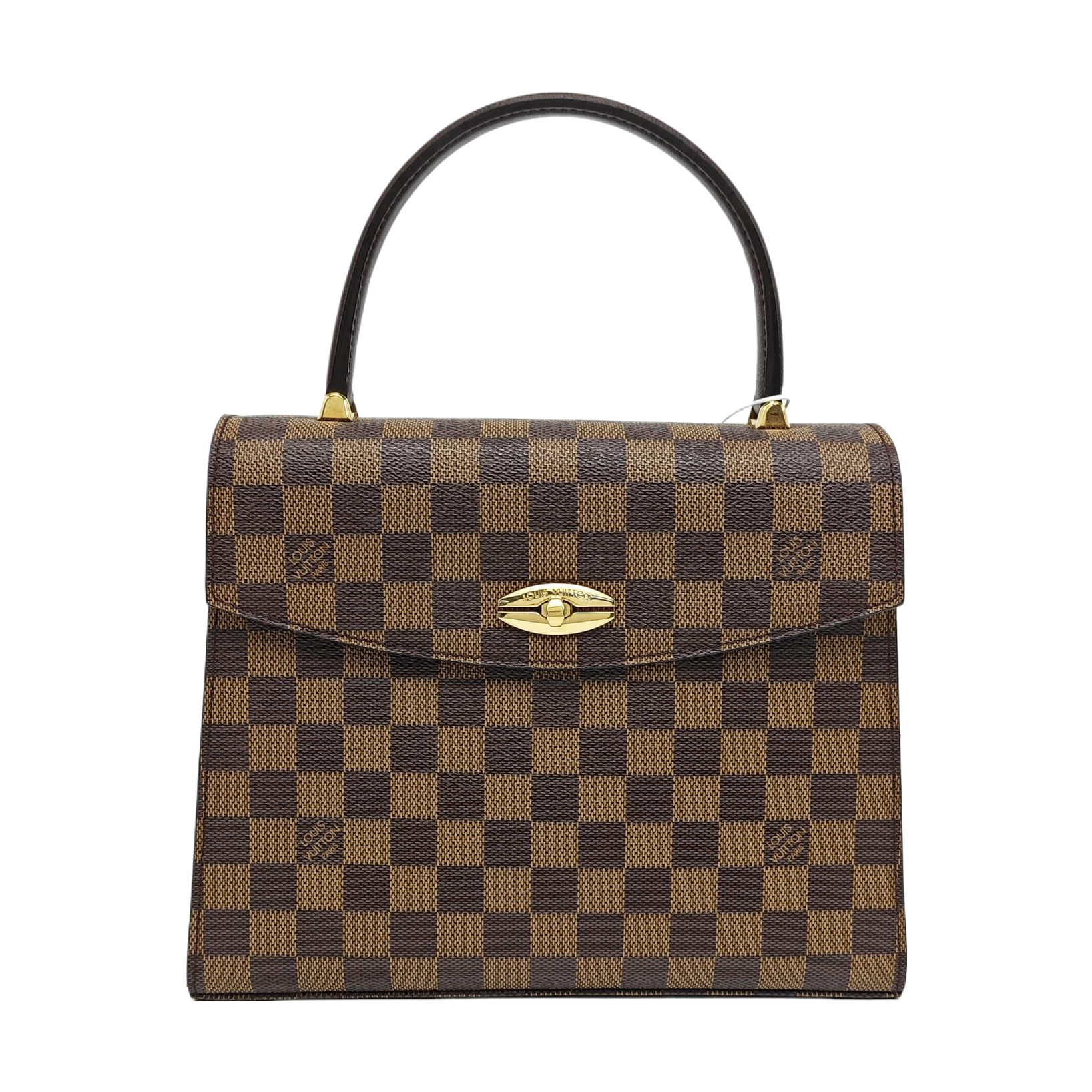 Coated Canvas Top Handle Bag Brown