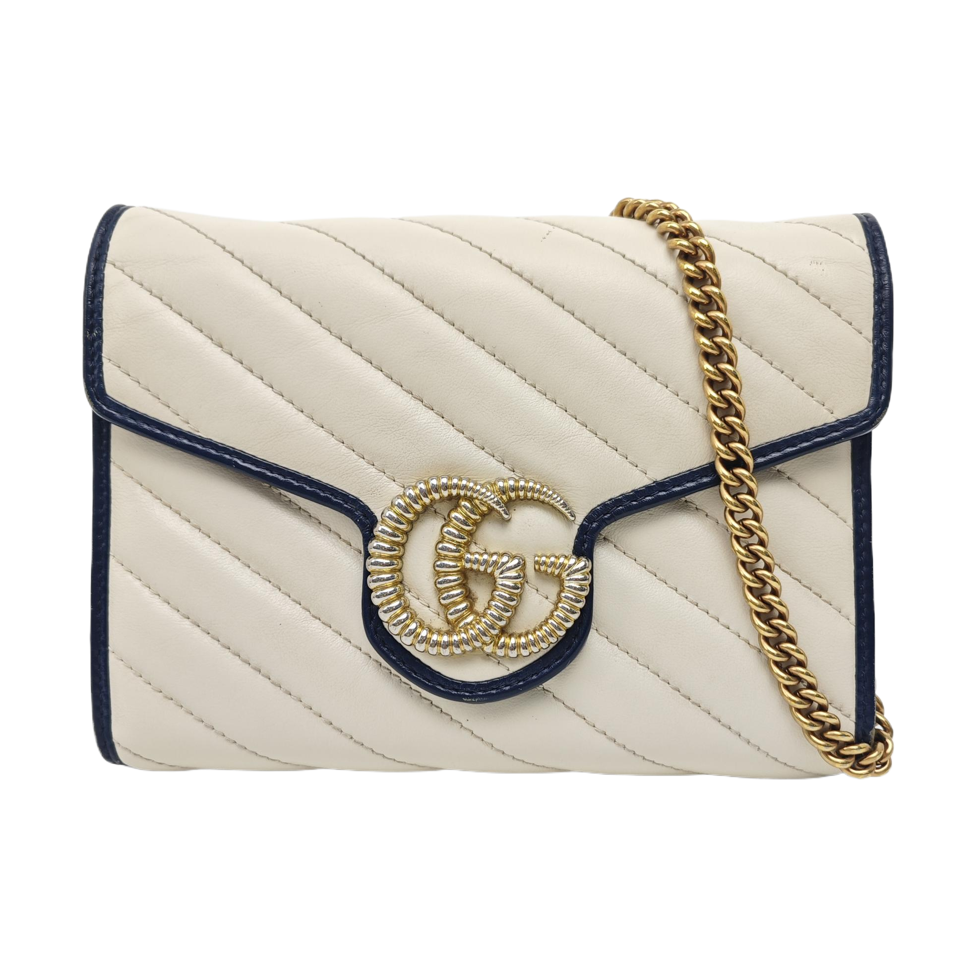 GG Marmont Mini Quilted Calfskin White