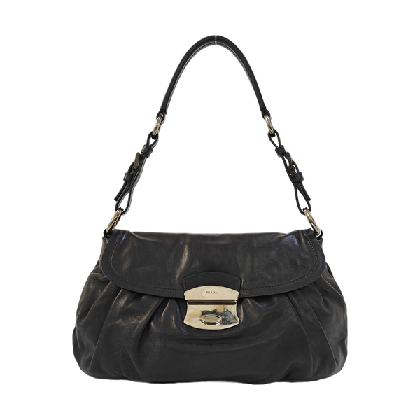Leather Top Handle Bag Black
