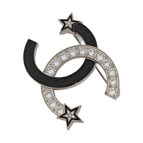 CC Logo Metal Silver Brooch
