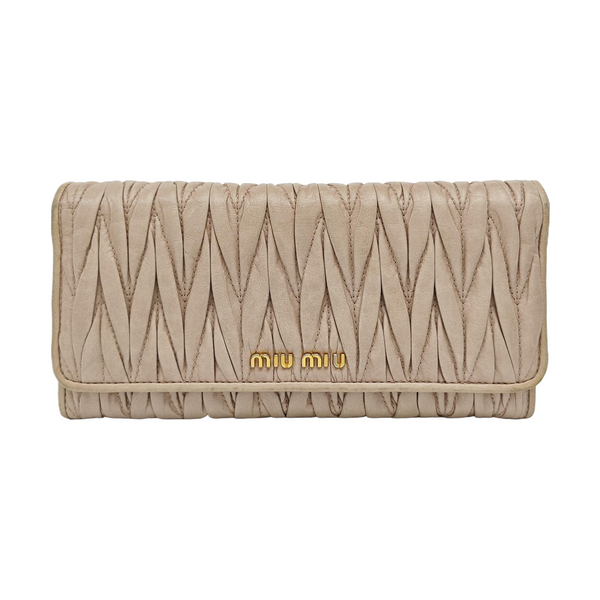 Quilted Lambskin Wallet Beige