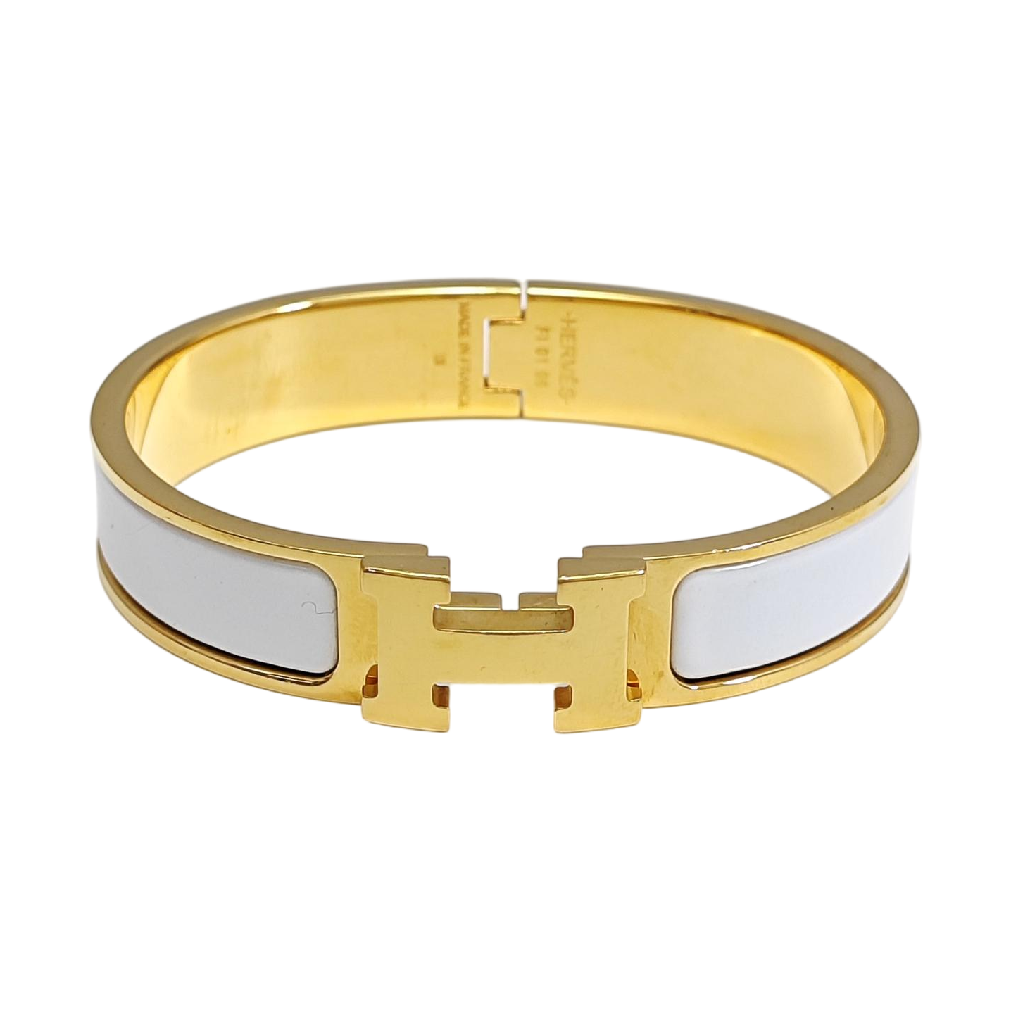 Clic H Metal White Bangle
