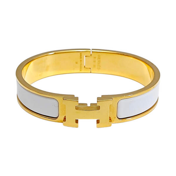 Clic H Metal White Bangle