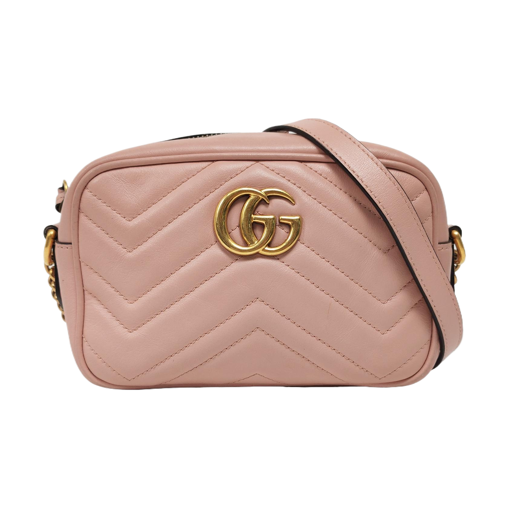 Authenticated pre-owned  GG Marmont Mini Quilted Calfskin Pink - Crossbody Bag at Looply