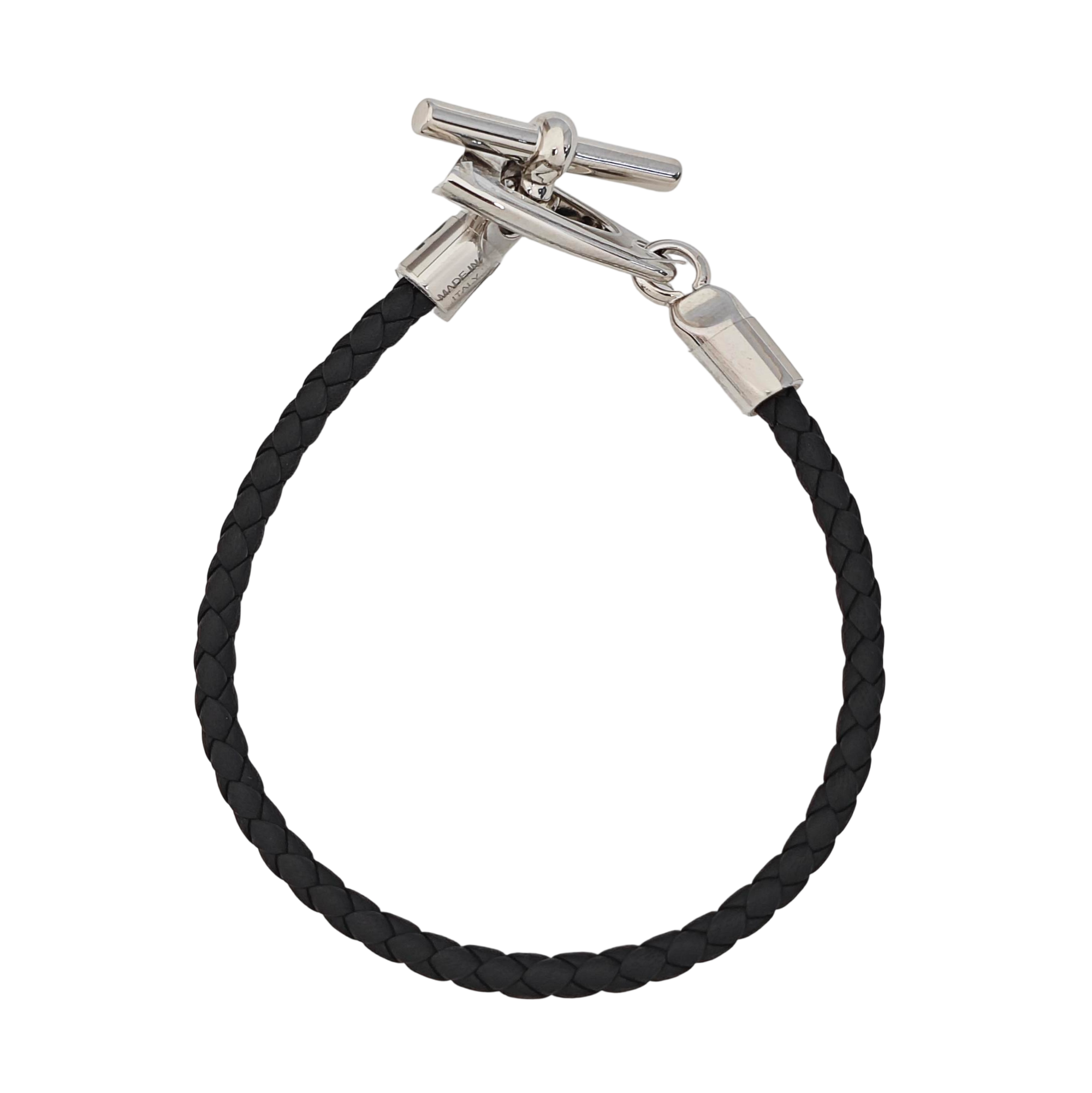 Jumbo Hook Leather Black Bracelet