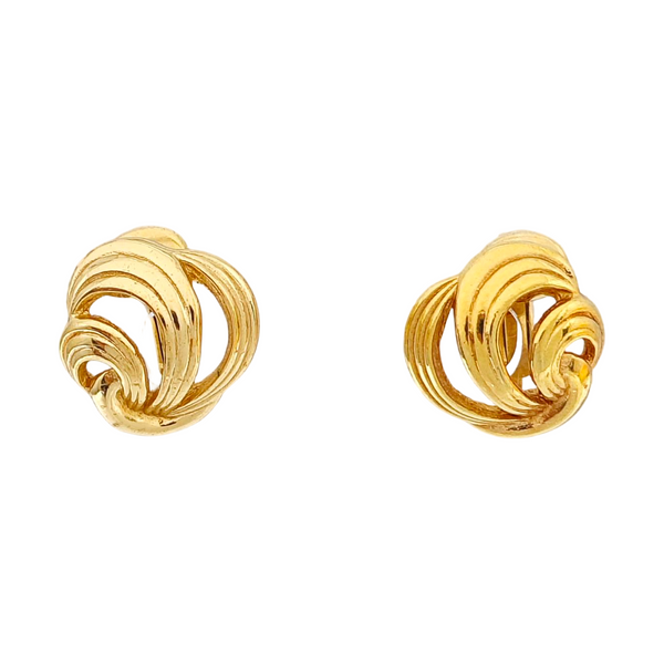 Twist Round Metal Gold Clip On Earrings