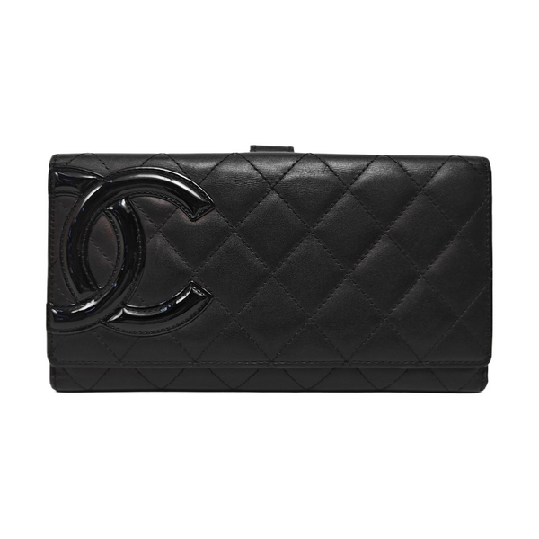 CAMBON Quilted Calfskin Black Wallet