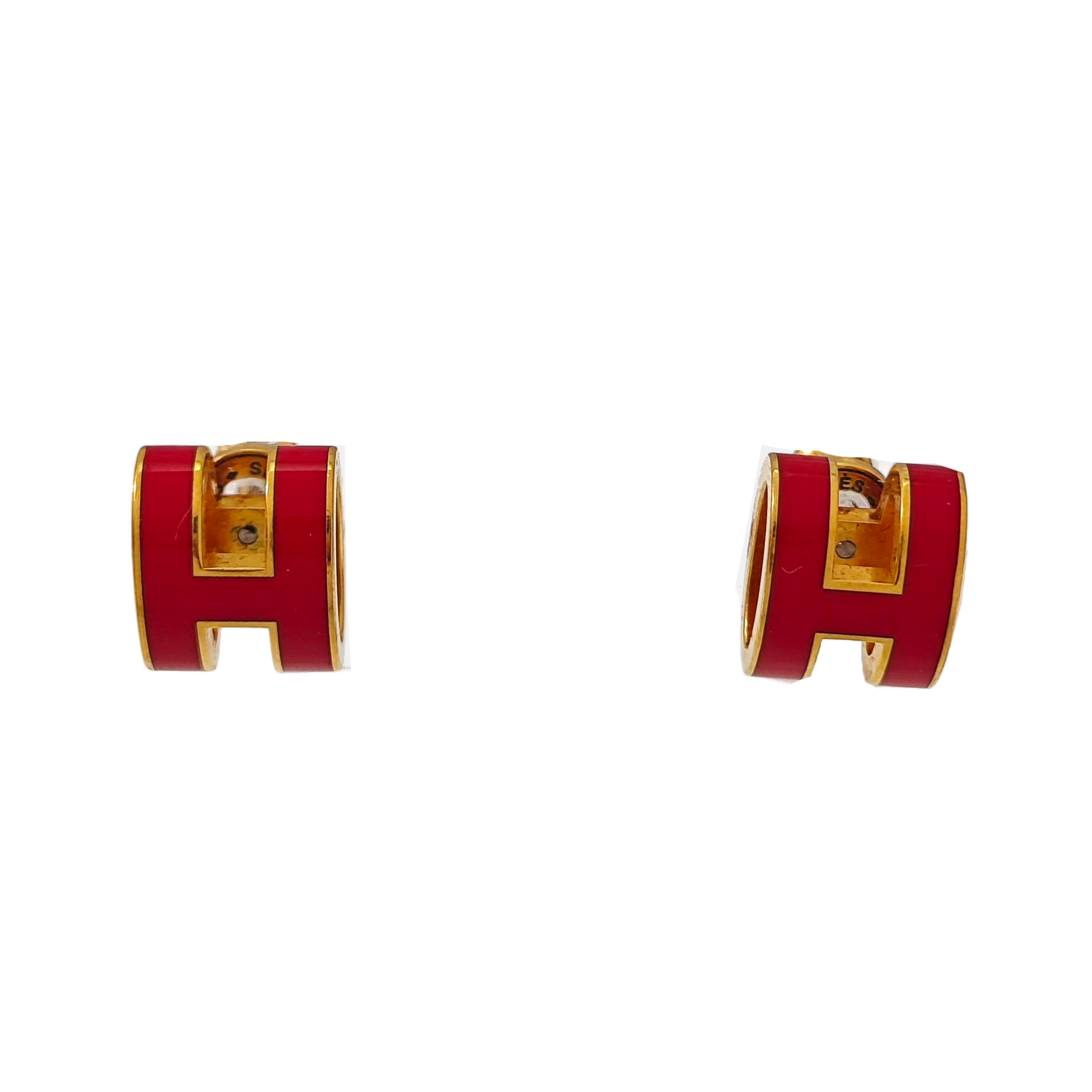 Pop H Metal Red Stud Earrings