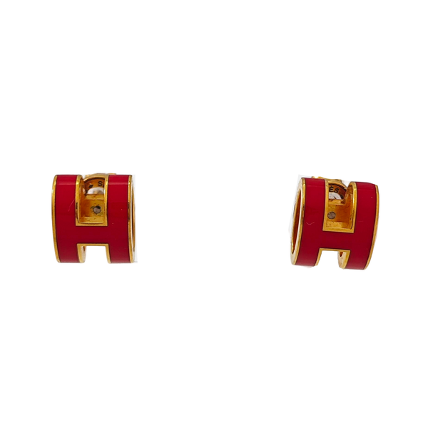Pop H Metal Red Stud Earrings