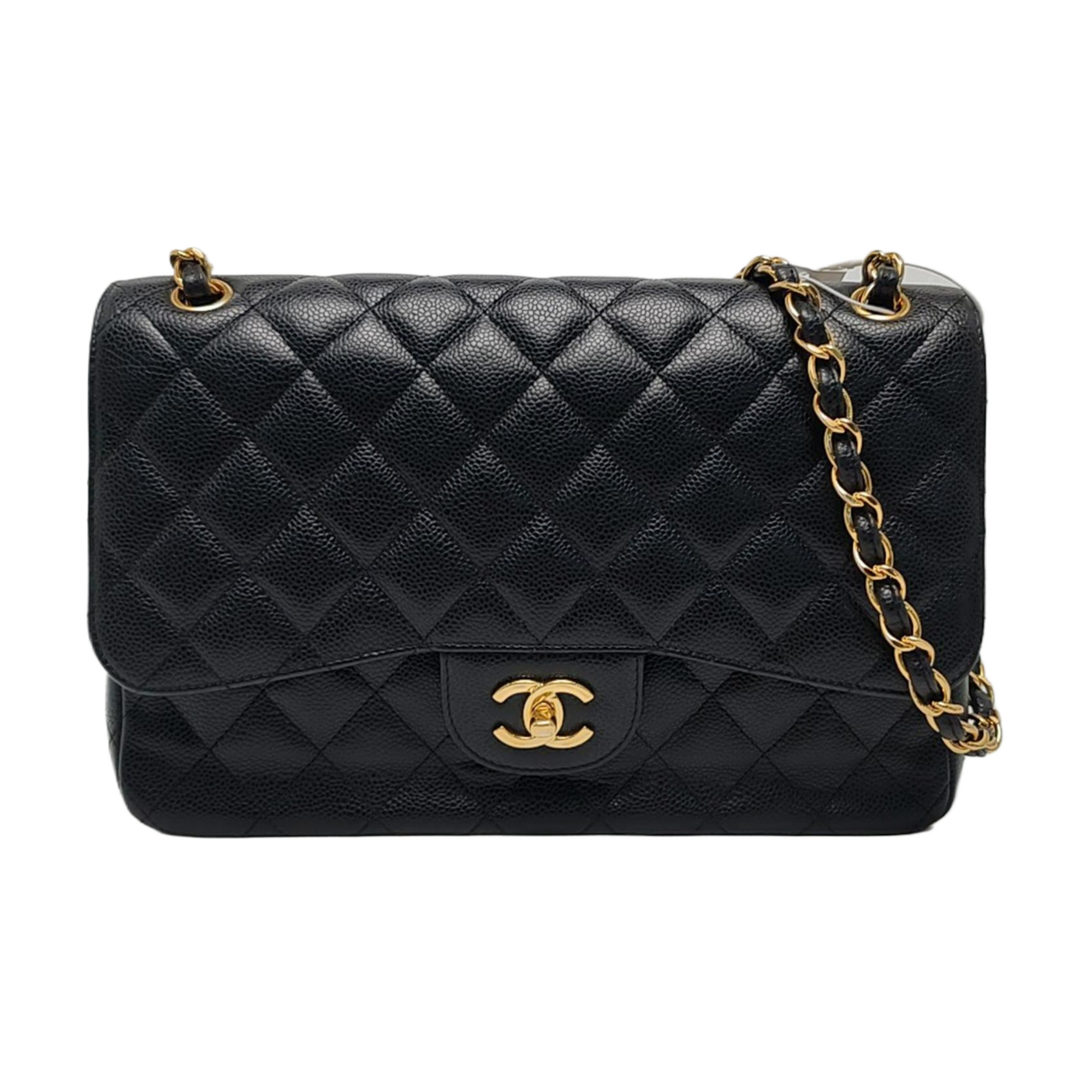 CLASSIC FLAP Jumbo Quilted Grained Calfskin Black