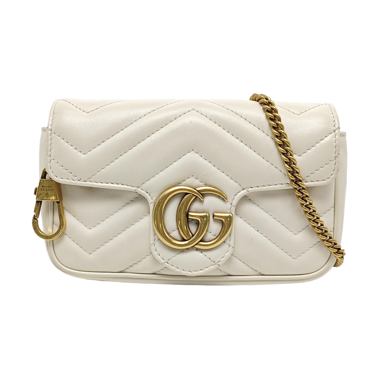 GG Marmont Mini Quilted Calfskin White