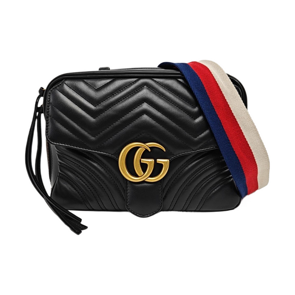 Authenticated pre-owned  GG Marmont Quilted Calfskin Black - Shoulder Bag at Looply