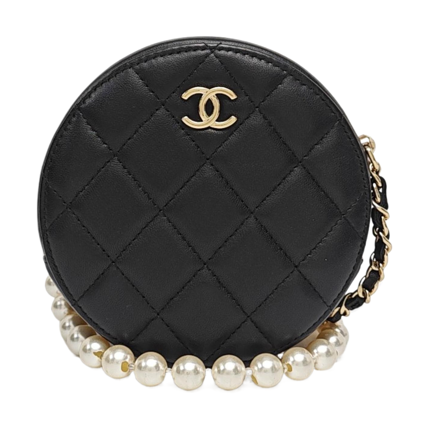 ROUND Quilted Lambskin Black