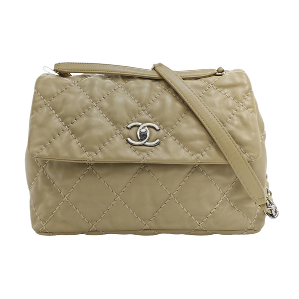 CC CROWN Quilted Calfskin Beige
