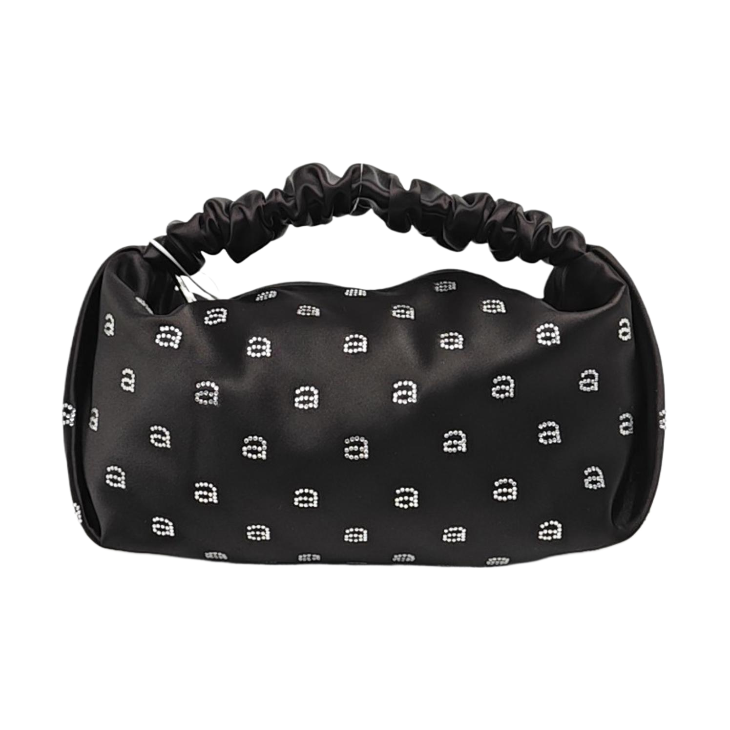 Silk Satin Top Handle Bag Black