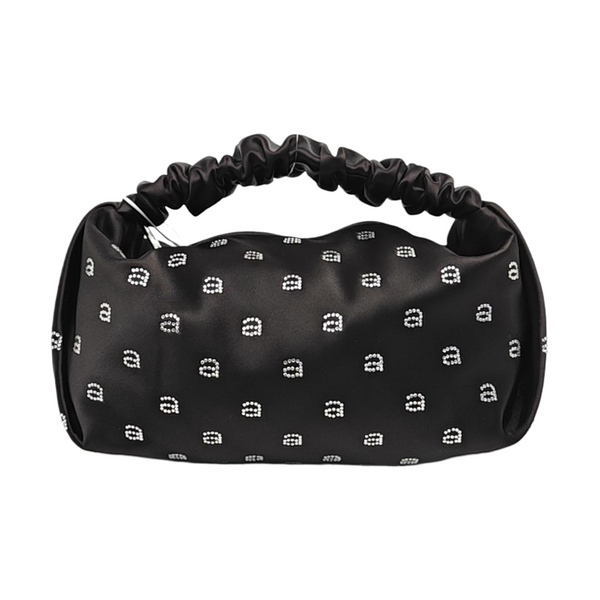 Silk Satin Top Handle Bag Black
