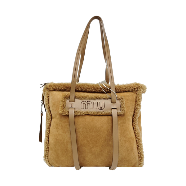 Sheepskin Top Handle Bag Brown