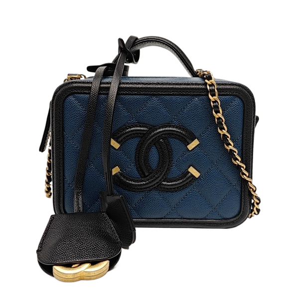 FILIGREE Small Quilted Grained Calfskin Blue