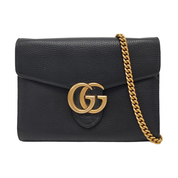Authenticated pre-owned  GG Marmont Mini Calfskin Black - Shoulder Bag at Looply