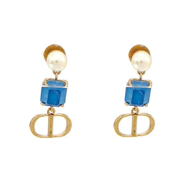 Synthetic Crystal Gold Stud Earrings