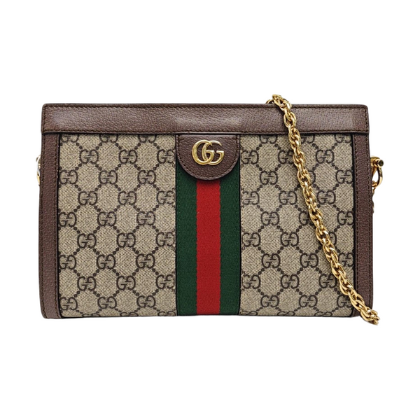 Ophidia Small Monogram Coated Canvas Beige