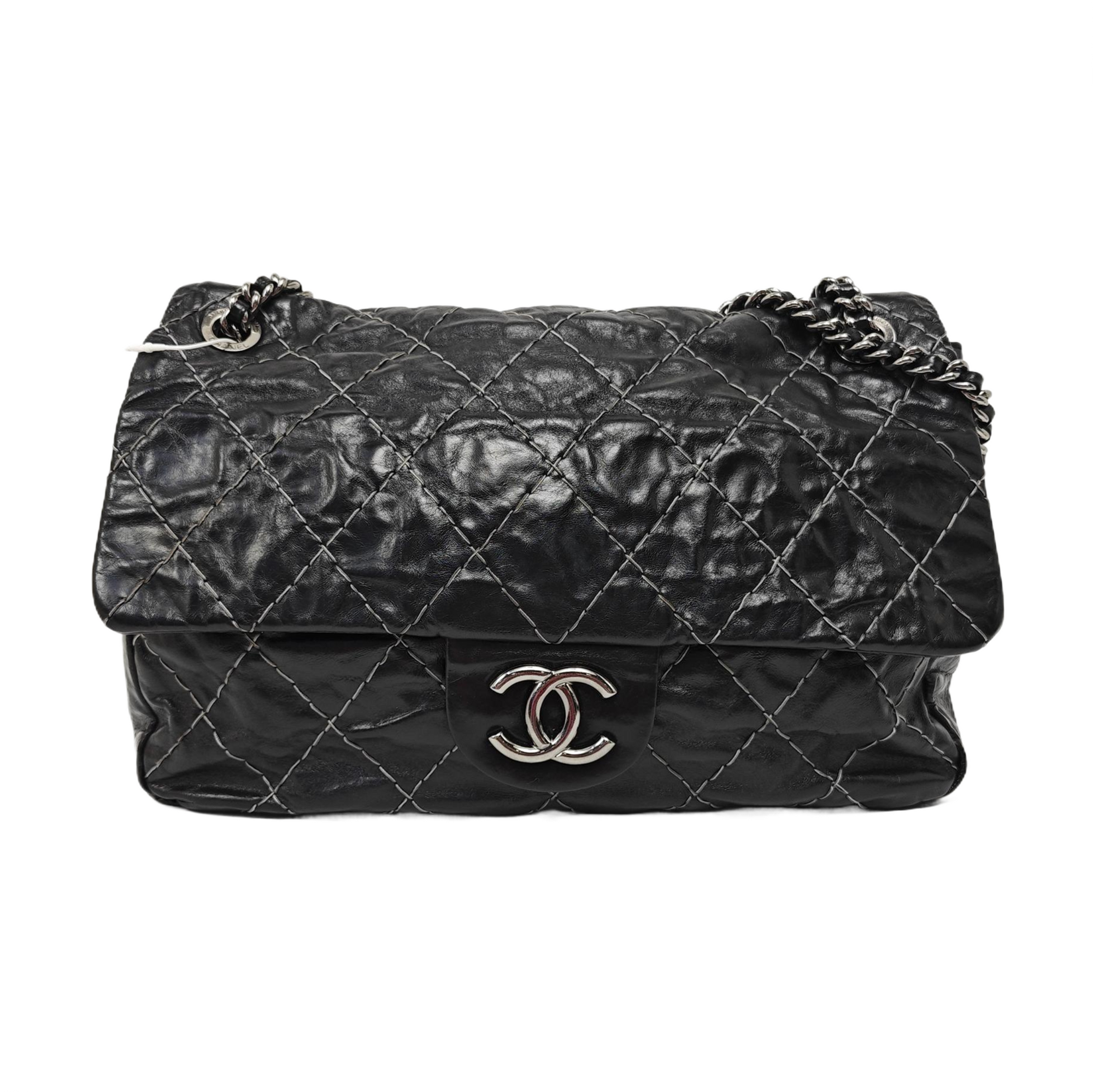 Quilted Calfskin Shoulder Bag Black