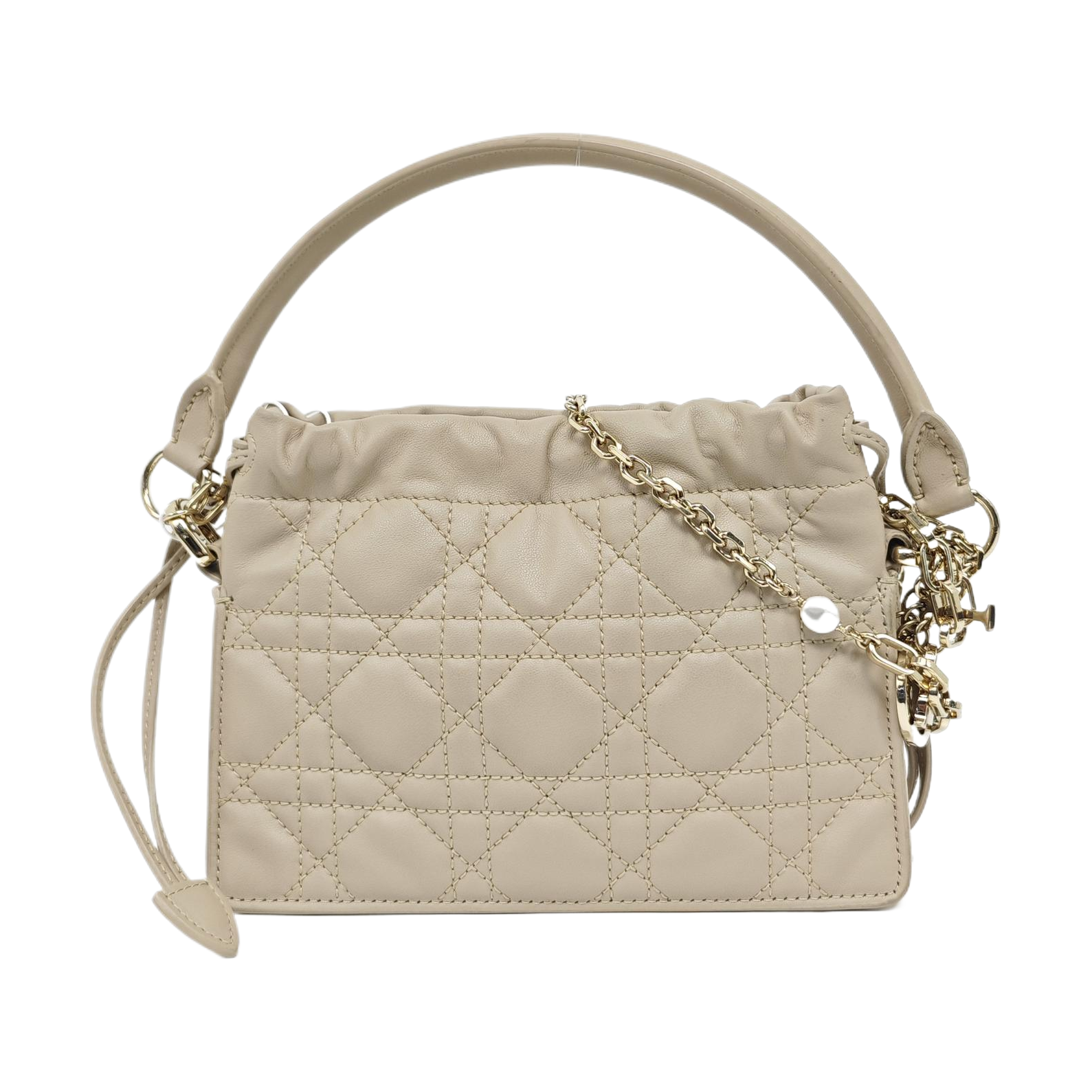 Authenticated pre-owned  Lady Dior Milly Mini Cannage Lambskin Beige - Shoulder Bag at Looply