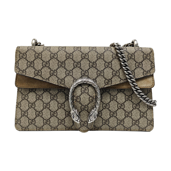 Dionysus Small Monogram Coated Canvas Beige