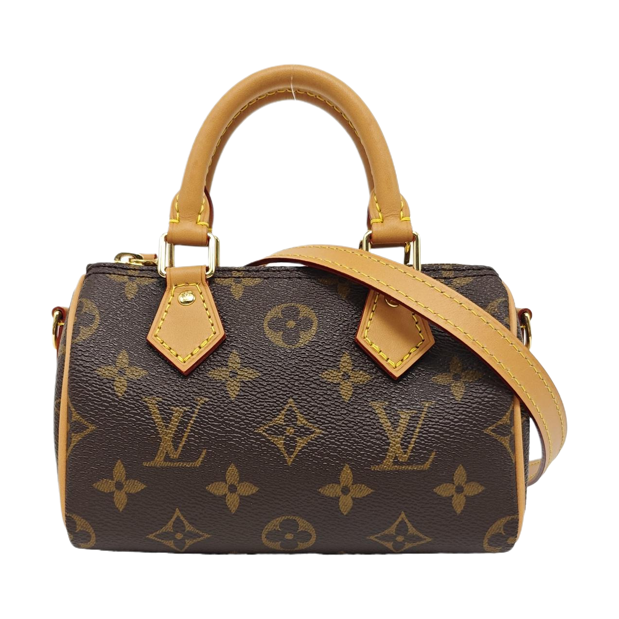 Authenticated pre-owned  SPEEDY Nano Monogram Coated Canvas Brown - Shoulder Bag at Looply