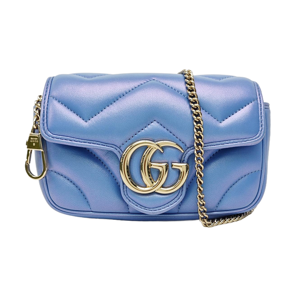 GG Marmont Super Mini Lambskin Blue