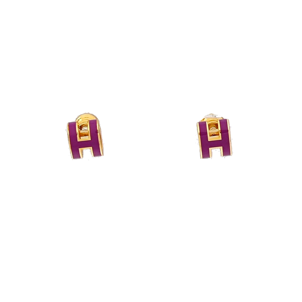 Pop H Metal Purple Stud Earrings
